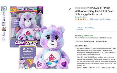 Care Bears爱心小熊百余个商标+版权维权，即将签署临时禁令TRO!